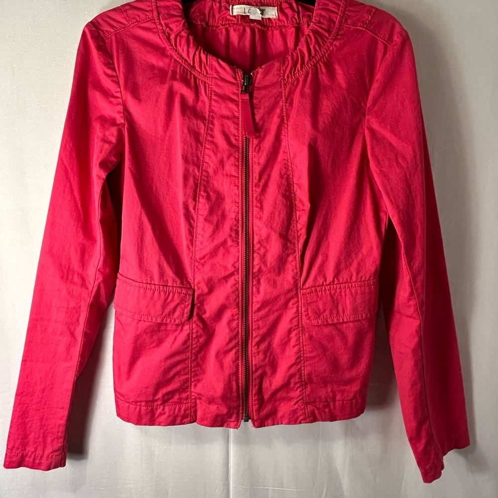 LOFT Women’s Pink Full Zip Jacket Size XXSP